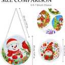 Eiflow Glass Christmas Diamond Art Hanging Kit for Adults, DIY Stained Glass Diamonds Painting Door Hanger Board Kit, Crystal Diamond Art Painting Pendant Ornament Full Drill (Snowman and Cardinal)