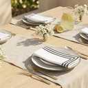 PurpleEssences Black and White Cloth Napkins - 18x18 Inch Set of 6-100% Cotton Elegant Hemstitch Dinner Napkins with 1.5" Stripe Edges, Durable, Washable - Spring Easter Summer Table Dcor