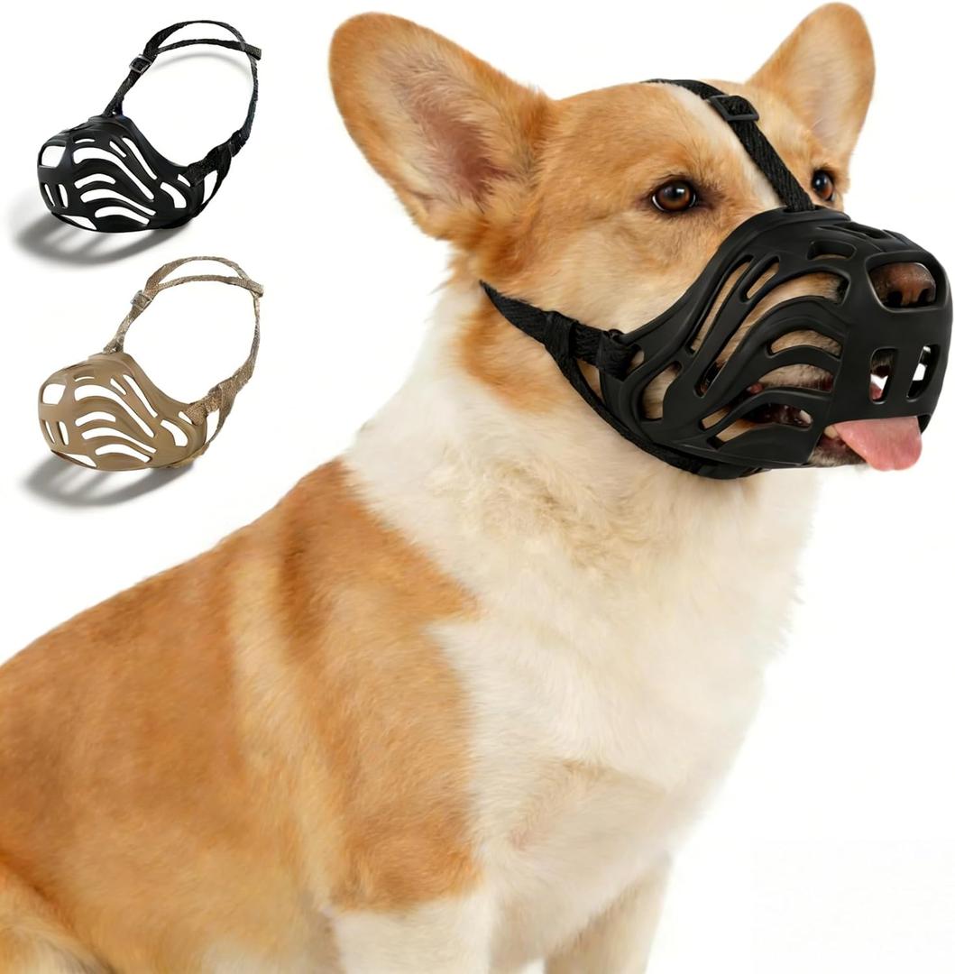 Dog Muzzle, Silicone Dog Muzzle, Durable, Breathable, Anti Bite, Anti Barking, Allow for Drinking Water, Adjustable Strap, Suitable for Dogs (Black, XL)