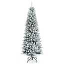 6.5ft Snow-Flocked Hinged Artificial Christmas Pencil Tree w/829 Mixed Tips