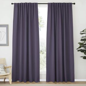 NICETOWN Blackout Curtain Panels Window Draperies - (Greyish Purple Color) 62x84 inch, 2 Pieces, Privacy Blackout Cloth Fabric, Living Bedroom Room Divider/Sliding Patio Decor Window Curtains