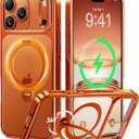 CASEKOO Cosmic Orange Glossy for iPhone 17 Pro Max Case [360 Spin Magnetic Stand][Fit for MagSafe][17FT Military Protection] Slim Polished for iPhone 17 Pro Max Case with Stand 6.9", Cosmic Orange