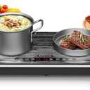 Double Induction Cooktop, 1800W Portable Electric Stove, 18 Inch Sensor Touch Electric Cooker Hot Plate, 5.91" Heating Coil, Child Lock, 8 Power Levels, 110v Outlet Plug with Glass Surface