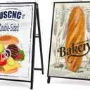 USCNC 2 Pack Heavy Duty A-Frame Sidewalk Sign 24 x 36 Inch, Portable Double-Sided Sandwich Board Slide-in Folding Metal Signboard (Frame only，No white board)