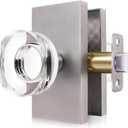 Crystal Glass Passage Door Knob - Brushed Nickel Interior Door Handle for Hall Closet Bedroom, Smooth Operation & Easy Installation, 1 Pack
