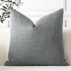 OTOSTAR Linen Throw Pillow Cover Set of 1 Decorative Square Pillowcases Cushion Covers 22x22 Inch for Home Decor Sofa Bedroom Car 55 x 55CM Dark Grey