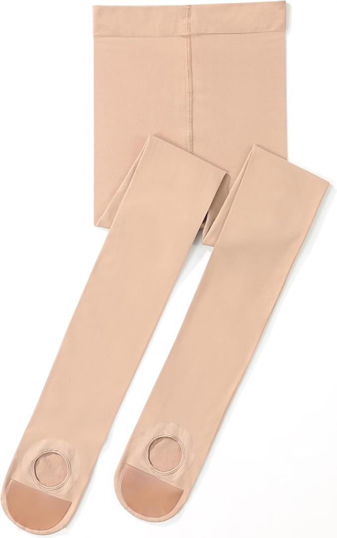 Girls' Convertible Ballet Tights, 50D Ultra Soft Professional Transition Dance Tights for Ballet (15-18 Years, Deep Nude)