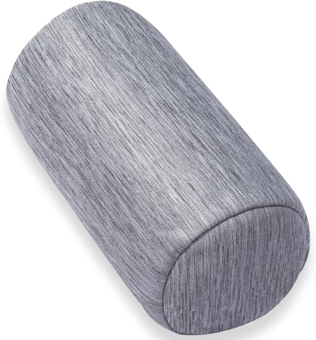 1 MIDDLE ONE Round Cylinder Bolster Pillow with Removable Cooling Cover, Tube Roll Cervical Pillow for Head, Neck, Back and Legs Support, 13"x 6", Grey
