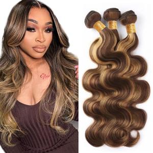 Highlight Bundles P427 Human Hair Bundles Dark Brown Bundle 24 26 28 inch Ombre Brown Body Wave Bundle 150g