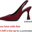Susanny Slingback Kitten Heels Elegant Dressy Pumps for Women Closed Pointy Toe Sexy Chunky High Heels Wedding Bride Prom Party Dress Shoes (Red)
