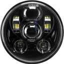 5-3/4 5.75 inch LED Headlight Compatible with Harley Davidson Dyna Sportster Iron 883 1200 Low Rider XLH883 Super Glide Softail Custom XLH1200 Forty-Eight SuperLow Street 500 750(Black)