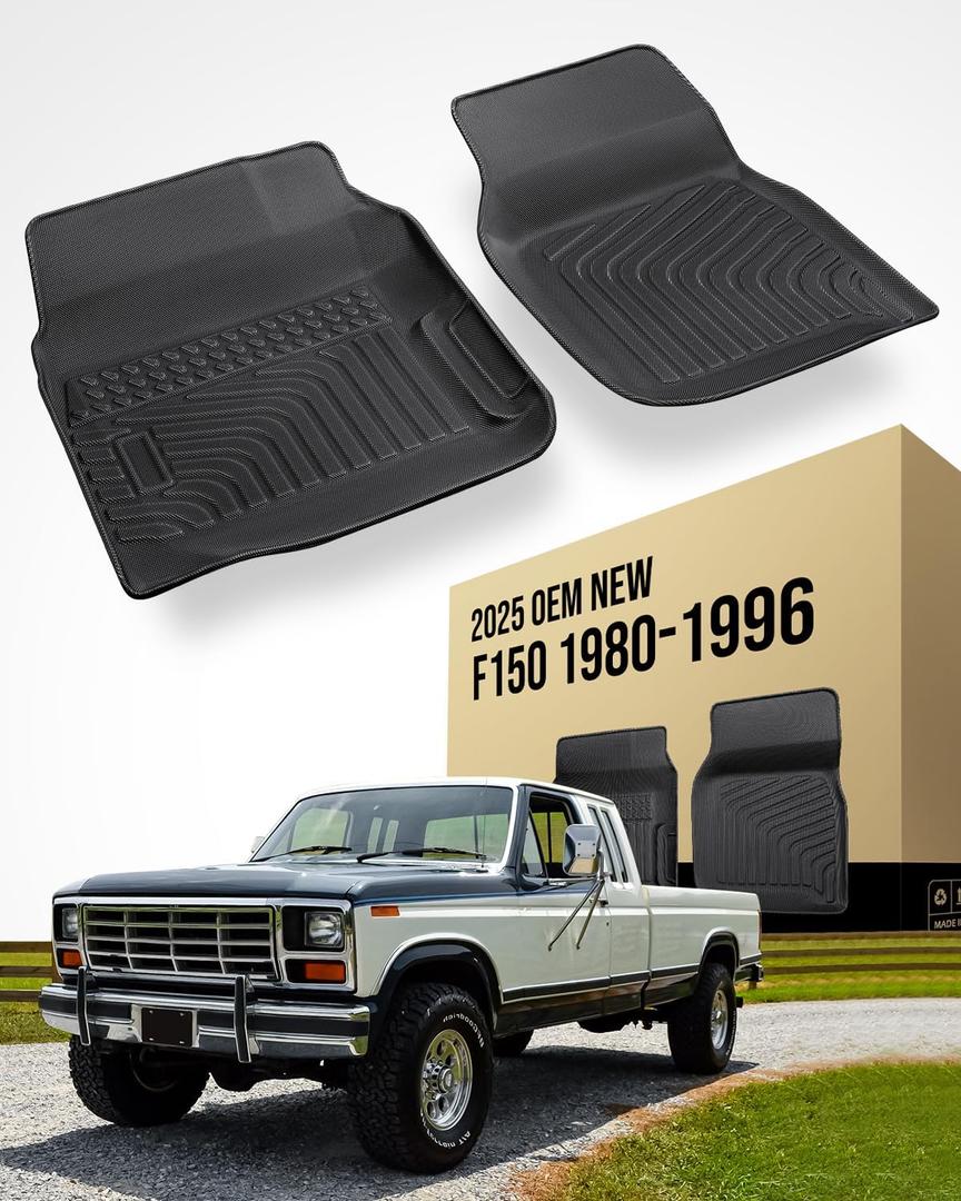 All Weather Floor Mats for Ford F150/Ford Bronco 1980-1996, F-250/F350 1980-1997 Classic Ford Truck Accessories 1980-1986 1987 1988 1989 1990 1991 1992-1996 Waterproof Nonslip TPE Liner Cover Black All Weather Floor Mats for Ford F150/Ford Bronco 1980-1996, F-250/F350 1980-1997 Classic Ford Truck Accessories 1980-1986 1987 1988 1989 1990 1991 1992-1996 Waterproof Nonslip TPE Liner Cover Black