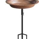 Koutemie 1- Gallon Detachable Free Standing Garden Bird Bath Bird Feeder Bowl with Metal Stake for Outdoor, Deep Brown, 29 Inch