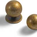 Set of 12 -Sleek Round Antique Brass Cabinet Knobs - Retro and Minimalist Hardware for Stylish Home Enhancement - 1 Inch Diameter