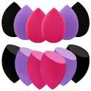 12 Pieces Professional Makeup Sponge Set,Latex Free Flawless Soft Setting Face Puffs,Multicolor Makeup Blending Sponge Cosmetic Applicator for Powder,Liquid,Facial Makeup Tools (Black Red Purple)
