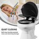 Angol Shiold Quiet-Close Molded Wood Toilet Seat with Non-Slip Adjustable Hinges, Anti-Pinch Bumpers, Easy Install & CleanBlack, Round 16.5''