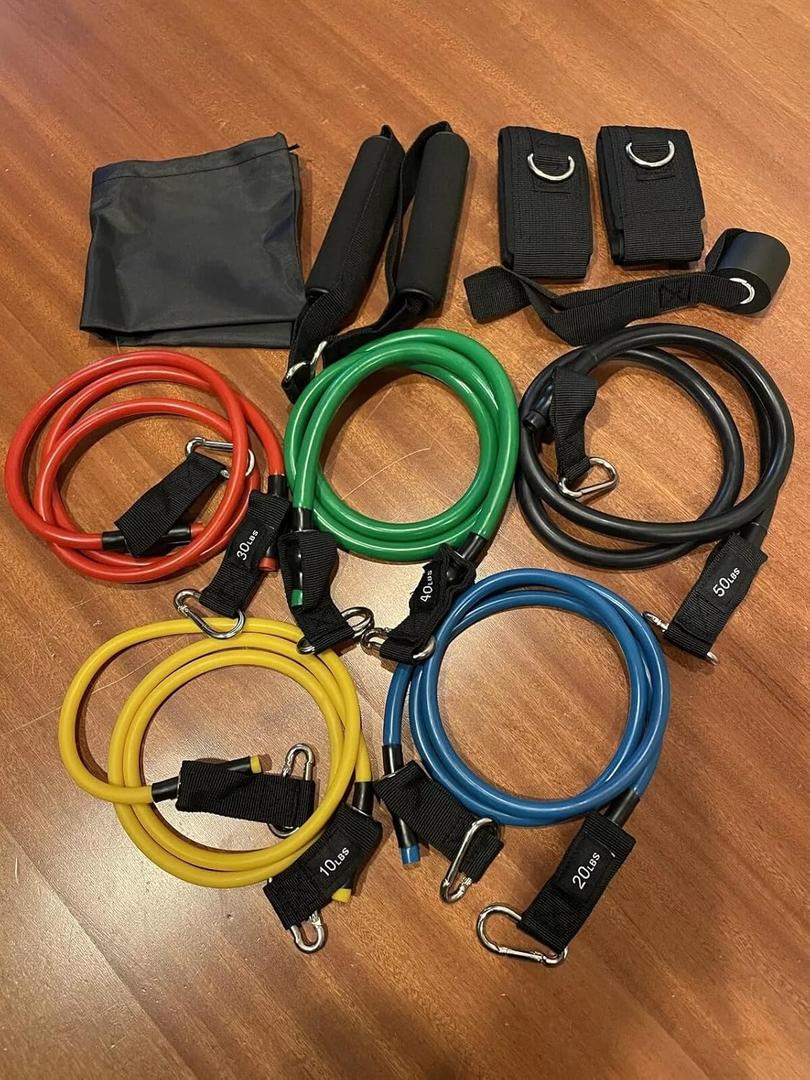1 Set of Resistance Bands 150lb Strength Fitness Exercise Yoga Workout Color 11PCS lbs