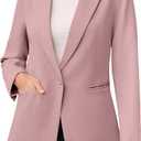luvamia Dressy Blazers for Women Button Long Sleeve Lapel Business Casual Outfits Office Work Suit Blazer with Pockets (Medium, Misty Rose)