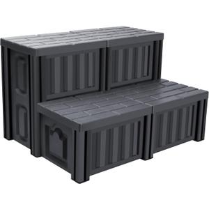 Hot Tub Steps with Storage SPA Stairs Heavy Duty Sturdiness Outdoor Steps for Outside Patio Hottub Non Slip Premade Tow Step Easy Install Ash Gray