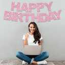 BEISHIDA Happy Birthday Banner - Pre-Strung No DIY Birthday Decorations - Happy Birthday Sign - Birthday Banner for Women, Kids - Backdrop Pink