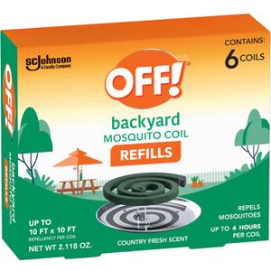 OFF! Backyard Mosquito Repellent Coil Refills, Perfect for Outdoor Patios Country Fresh Scent, 6 Count