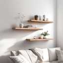 YYWUOJJ Wood Floating Shelves for Wall Decor, Rustic Wall Shelves for Bedroom Bathroom Kitchen Living Room, Set of 4 Light Walnut 24 Inch
