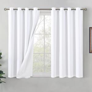 BGment White Blackout Curtains for Bedroom 54 Inch Length 2 Panels Set, Thermal Insulated Bedroom Curtains Soundproof Room Darkening Window Curtain Drapes, Each Grommet Curtains 52 Inch Wide, 52"W x 54"L (Pack of 2)