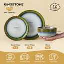 KINGSTONE Stoneware Dinnerware Sets for 4, Reactive Glaze, Kiln-Fired Green