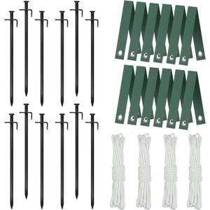 Tree Stake Kit, Heavy Duty Steel 11.8 Inch Steel Tree Stakes and Supports for Young Tree Anti Strong Wind, Leaning Tree Anchor Straightening Kit (4)