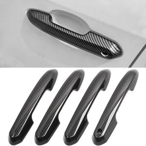 No Adhesive Snap-on Car Door Handle Cover Protector Compatible for Toyota 2019 2020 2021 2022 2023 2024 2025 Rav4 2020~2026 Highlander 2023 2024 Crown Accessories (2. Carbon Fiber Grain)
