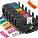 18mm Label Maker Tape Replacement for Brother P Touch Label Tape TZe TZ 18mm 0.7 Laminated, Compatible with PT-D410 D400 D460BT D600, White/Berry Pink/Orange/Blue/Yellow/Green, 3/4" x 26.2', 6-Pack