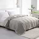 APSMILE Lightweight Down Feather Fibers Blanket, Summer Cooling Down Feather Fibers Comforter Full/Queen Size, Ultra-Soft Breathable Thin Bed Quilt Duvet with Satin Trim(Full/Queen, Light Gray)