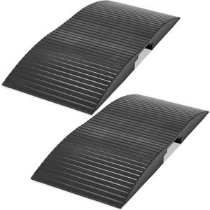 2 Pack 15 x 35.4 x 2.8 Inch Rubber Curb Ramp Bridge Threshold Ramps for Doorways, Get in and Out of Houses, Wheelchairs/Walkers, Non Slip Indoor Outdoor Patio Transition Ramp