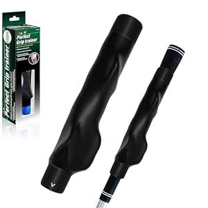 Golf Grip Trainer Right Handed Golf Club Grip Training Aid for Beginners & Pros, Grip Strength Trainer, Golf Swing Trainer Practice Grip Corrector (Black)
