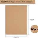 FEPITO 60 Sheets Kraft Paper 8.5 x 11 Inches Brown Paper Letter Size Craft Paper Sheets for Printing Labels DIY Arts and Craft