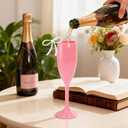 12 Pack Acrylic Champagne Flutes, 5.5 Oz Pink Wedding Toasting Glasses with Bows Drink Tags, Unbreakable Wine Drinking Goblet Champagne Stemmed Cups for Wedding Party Anniversary