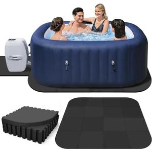 85 Inch Hot Tub Mat & Pad for Inflatable Tubs, 1/2" Extra Thick Hot Tub Pad Foundation Non-Slip EVA Foam Padding for Outdoor Hot Tubs Pool Spa Pad Game Camping Mat, Easy Clean (Square, Black)