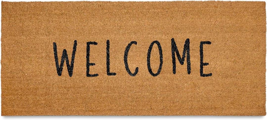 MAINEVENT Welcome Long Door Mat 48x24 Inch, Oversized Welcome Mat for Double Door Covered Outdoor Entrance with Non-Slip PVC Backing