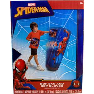 Spiderman Spider-Man Inflatable Bop Bag & Bop Gloves Set Kids Punching Bag with Gloves, Freestanding Superhero Blow Up Bouncing Boxing Bag for Exercise, Durable Heavy Duty Indoor and Outdoor - 34.5"
