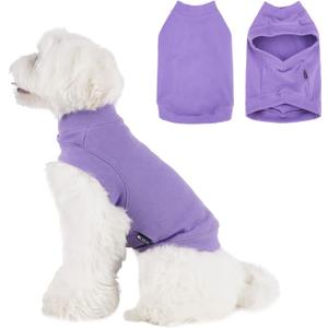 Soft Fleece Dog Sweatshirt - Warm Dog Sweaters for Small Medium Dogs Cats Cold Weather - Cat Sweater Pullover Stretchy Hoodie Easy On - Comfortable Dog Winter Clothes Pet Sweaters Vest for Doggie (Purple), XL