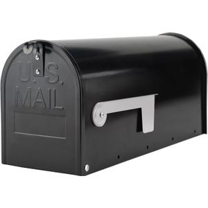 Black Post-Mount Mailboxes for Outside, RAINHOL Metal Mailbox, Galvanized Steel Outside Mail Boxes, Medium Capacity, 19 x 8.7 x 6.7 Inches (Black(grey Flag))