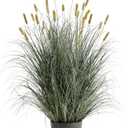 FloraFairy 4ft Onion Grass, Artificial Plant and Greenery, Fake Floor Plants Indoor Outdoor, Potted Faux Green Bristlegrass with Yellow Spikes, Large Size Horsetail Reed Grass, House Decorative