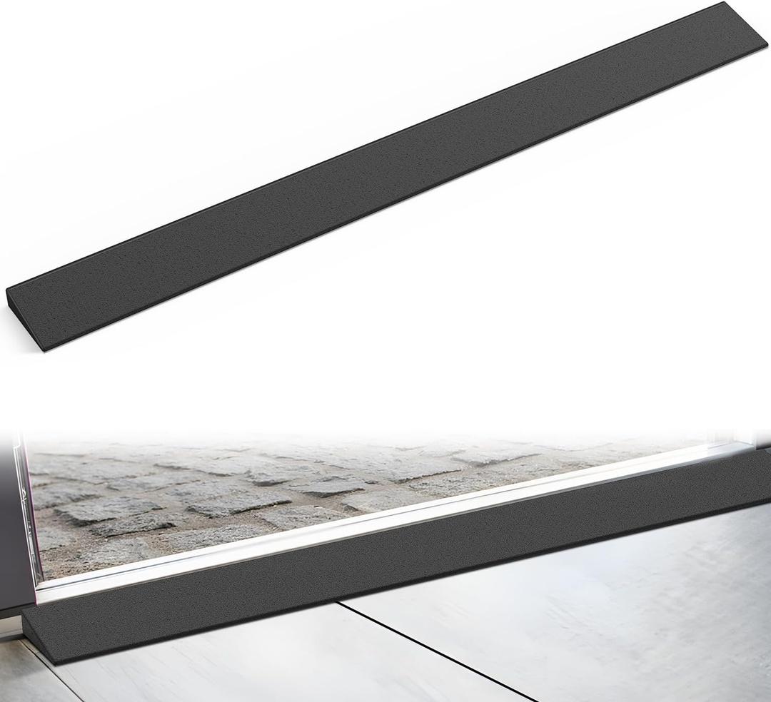 Nilight 1" Rise Threshold Ramp for Doorways, 39.4" Wide Low Profile Cuttable Rubber Wheelchair Access Door Ramp for Doorway, Curb, Home Steps, Bathroom