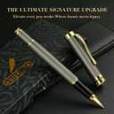 BEILUNER Ballpoint Pens, Stunning Grey Chrome Metal Pen with Golden Trim, Fancy Ball Pen Gift Set for Men & Women, Professional, Executive, Office,Journal Pens-Gift Box with 0.5mm Black Extra Refill