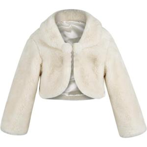 SK Studio Girls Princess Faux Fur Flower Bolero Shrug Party Wedding Dress Up S 