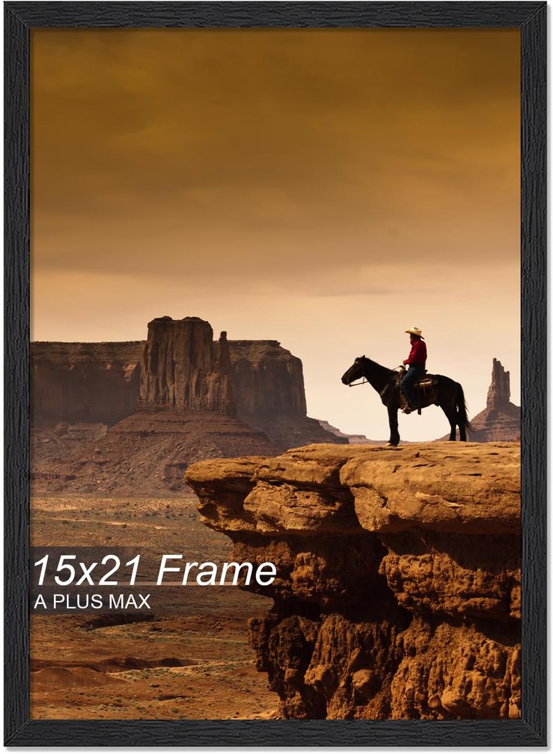 A PLUS MAX 15x21 Picture Frame Set of 3 Black Light Weight Wall Mount