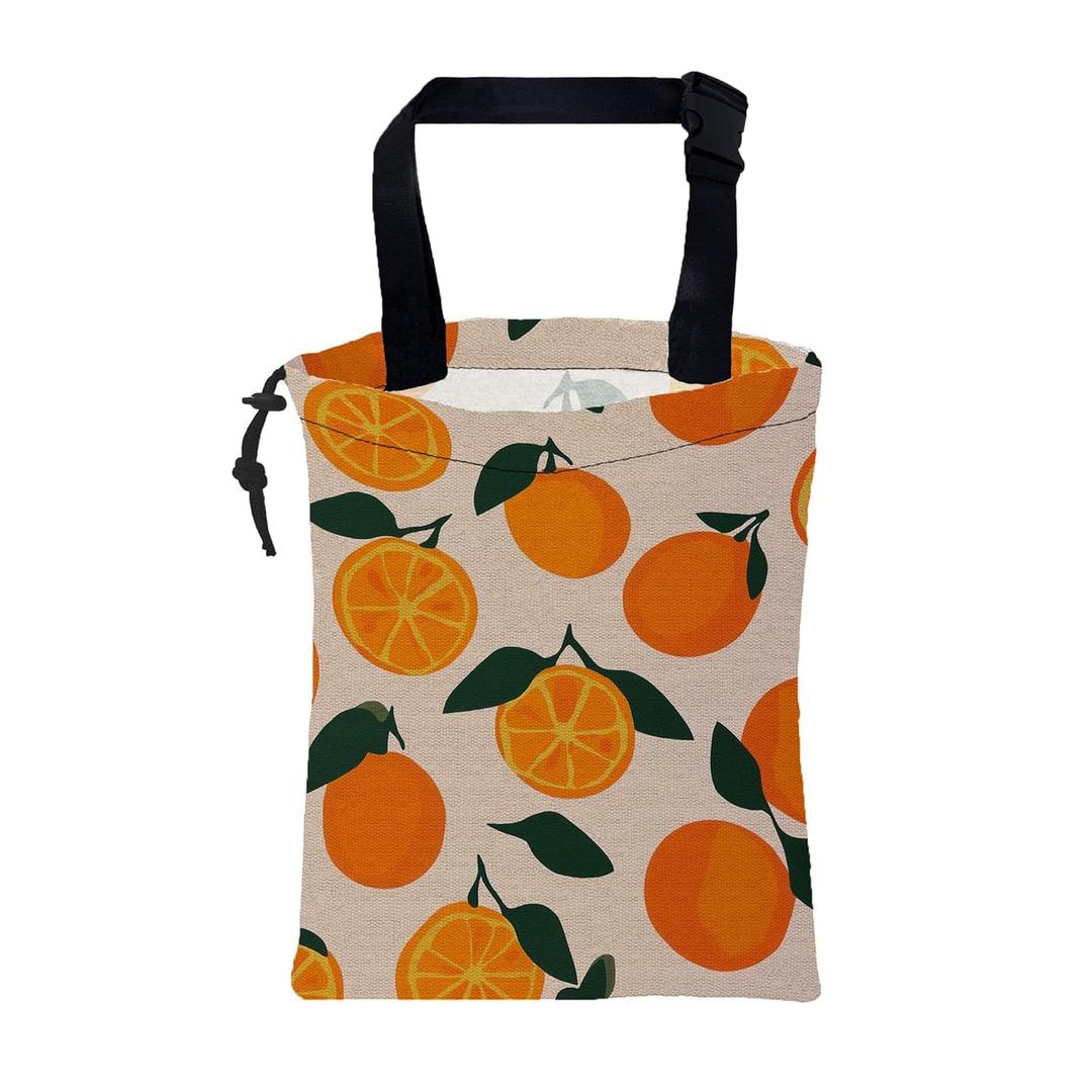Car Trash Bag Vintage Orange Green Leaves Leak-Proof Car Garbage Bag with Drawstring Foldable Canvas Trash Bin with Adjustable Buckle for Car Accessories, Travelling, Camping