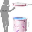 Portable Bathtub, Foldable Bathtub for Kids, Boys and Girls, Therapy Tub for Shower Stall Bathroom Fold Up Japanese Soaking Hot SPA Bath Tub, Outside Ice Bath 21.65''x23.62''(Ocean World Pink)