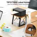 Label Holder for Rolls and Fan-fold Labels, Wooden Label Holder for Desktop Thermal Label Printer, Shipping Printer Accessory for Home, Office, Small Business (Black Walnut)