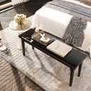 Wilk Dining Bench, 47 Wooden Entryway Bench, Indoor End of Bed, 100% Solid Oak Wood (Black)